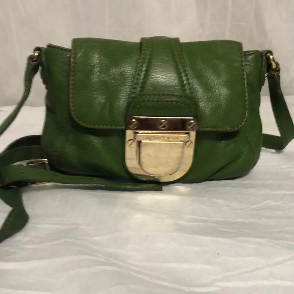 Michael Kors Mini Green Leather Crossbody Bag